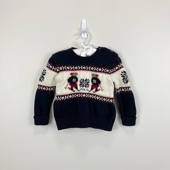Ralph Lauren Other - Ralph Lauren Navy Blue Ski Bear Sweater 24 Months